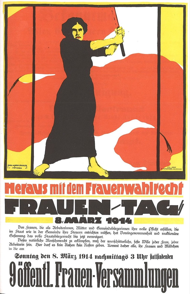 Affiche pour la Journée de la femme, le 8 mars 1914, réclamant le droit de vote des femmes